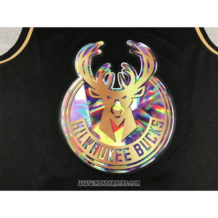 Camiseta Golden Edition Milwaukee Bucks Giannis Antetokounmpo #34 2021-22 Negro